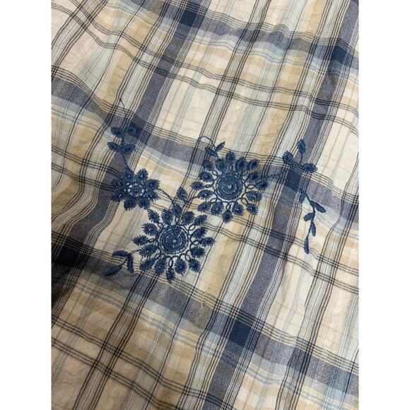 Rockmount Ranch Wear Top Womens Large Western Shirt Pearl Snap Embroidered Blue - Picture 8 of 8